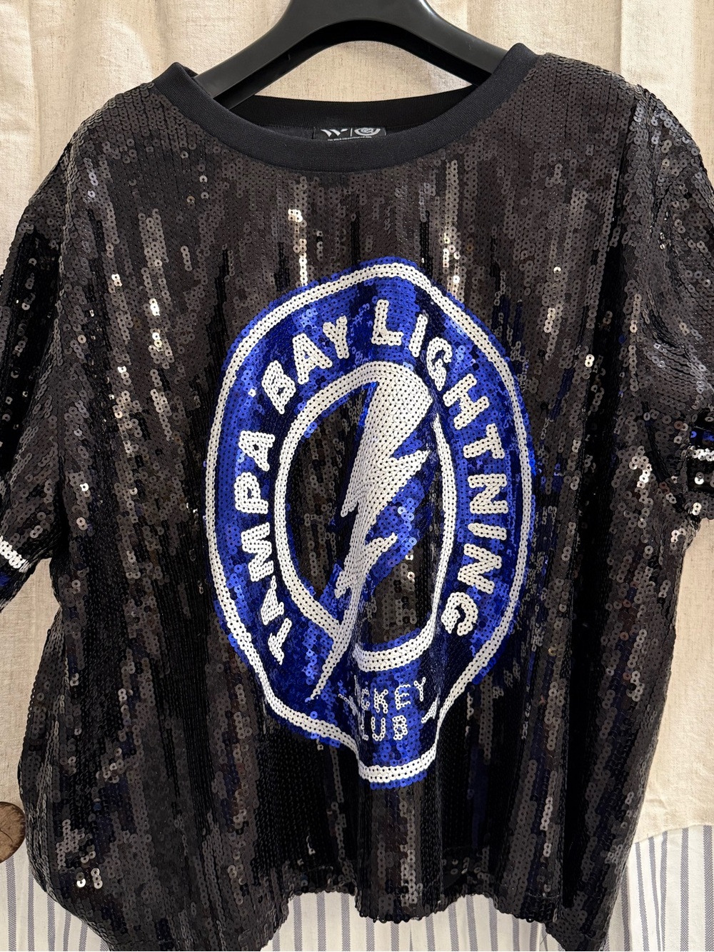 NWOT - Women’s NHL Tampa Bay Lightning Sequin Black Tee